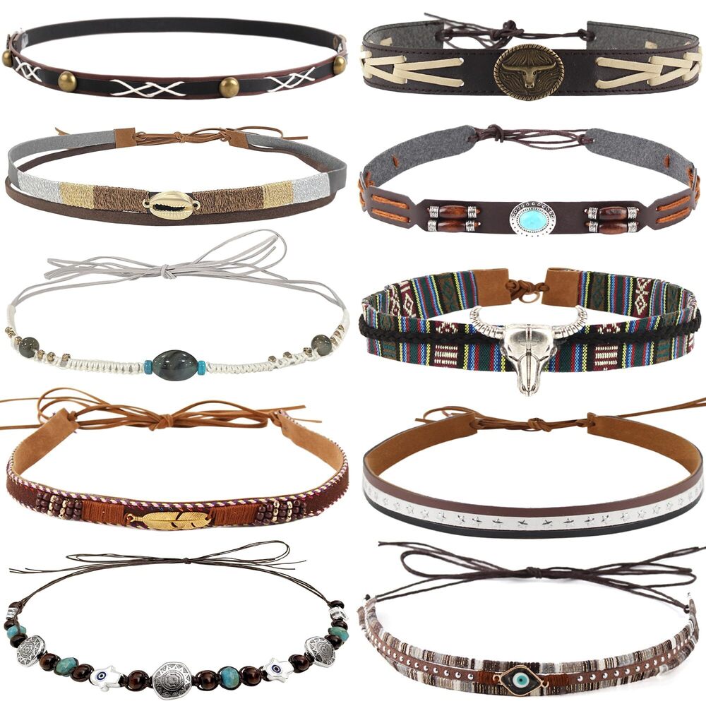 5832 10 PCS Cowboy Hat Bands , Hat Belt for Western Theme Parties, Hat